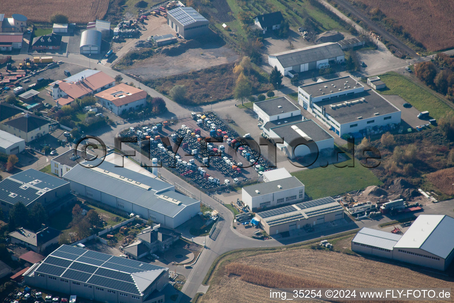 Oblique view of Hagenbach in the state Rhineland-Palatinate, Germany