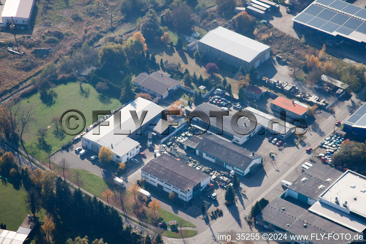 Hagenbach in the state Rhineland-Palatinate, Germany from above