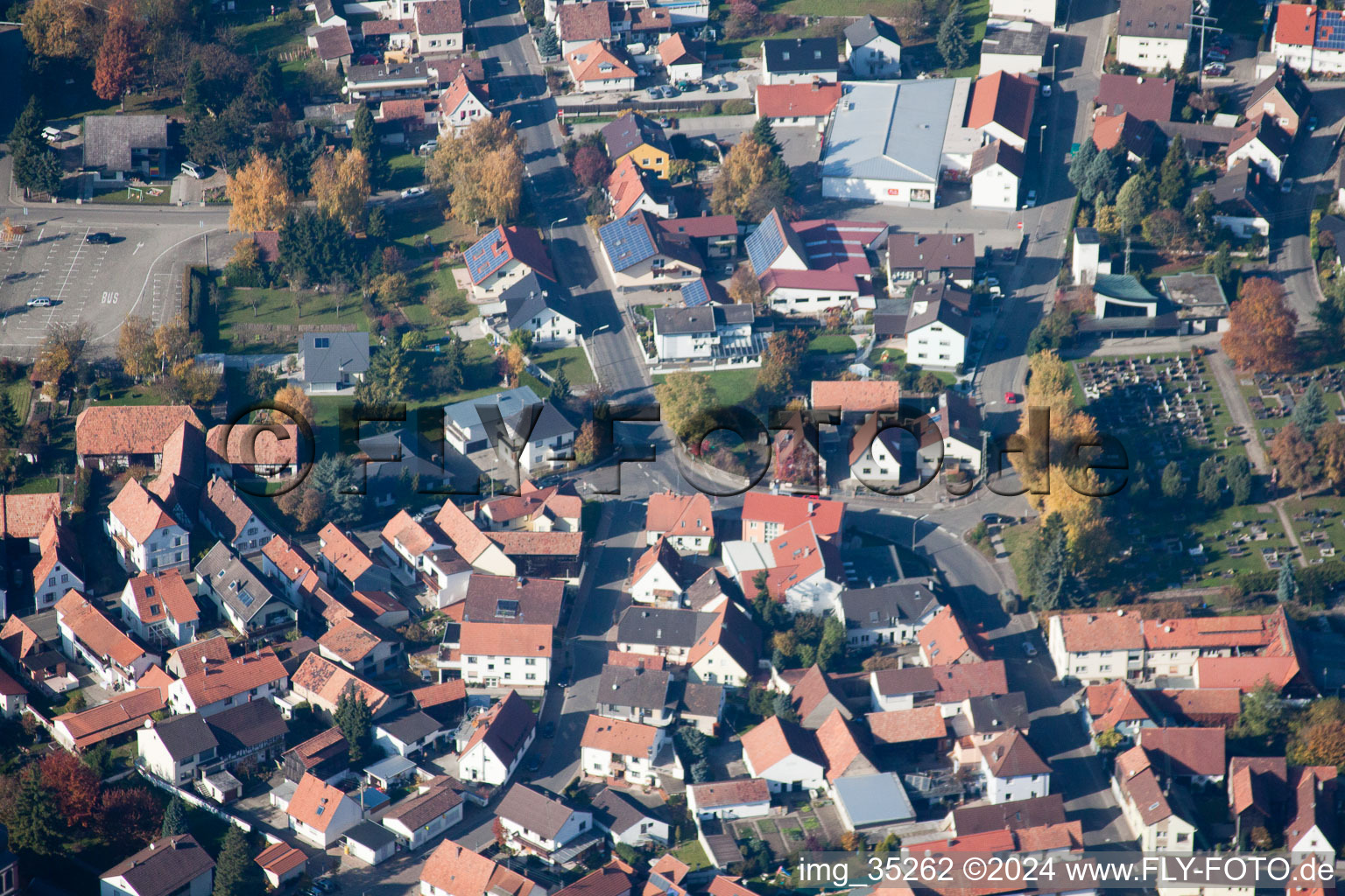 Hagenbach in the state Rhineland-Palatinate, Germany viewn from the air