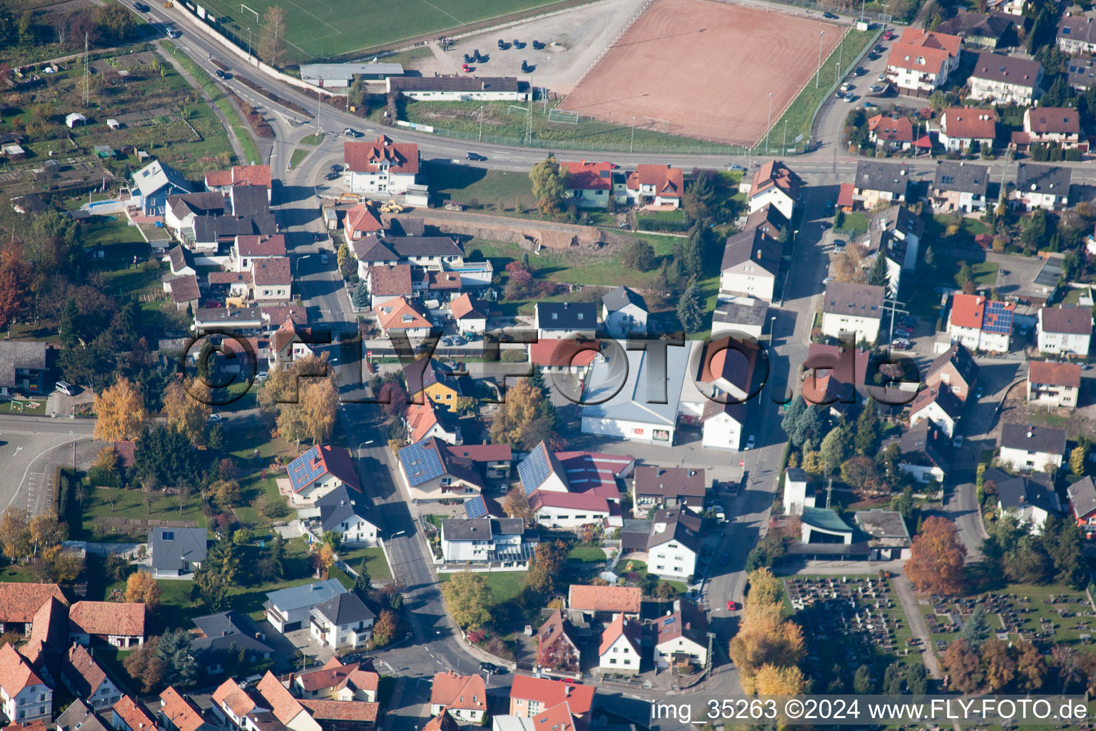 Drone recording of Hagenbach in the state Rhineland-Palatinate, Germany