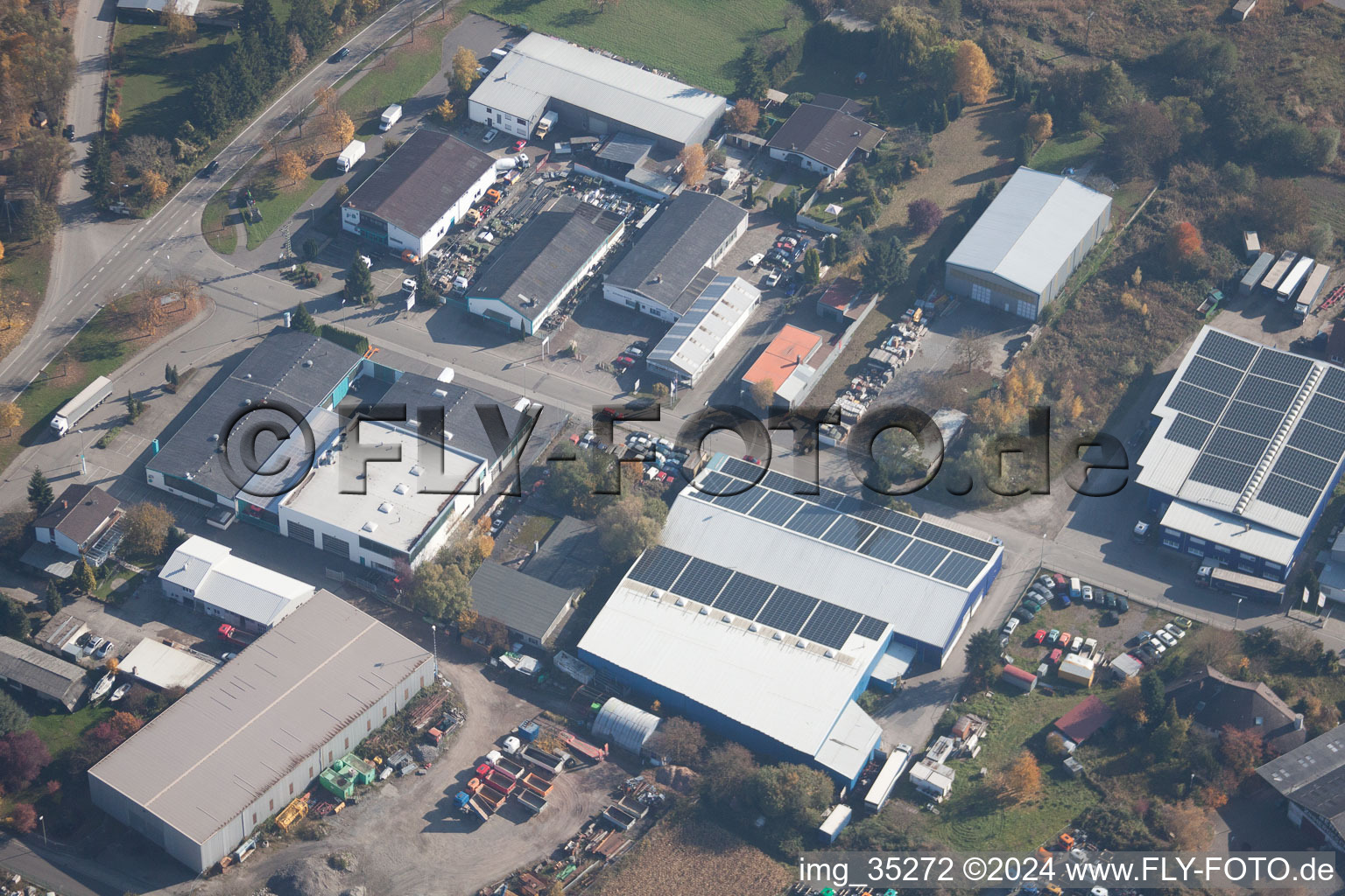 Hagenbach in the state Rhineland-Palatinate, Germany from a drone