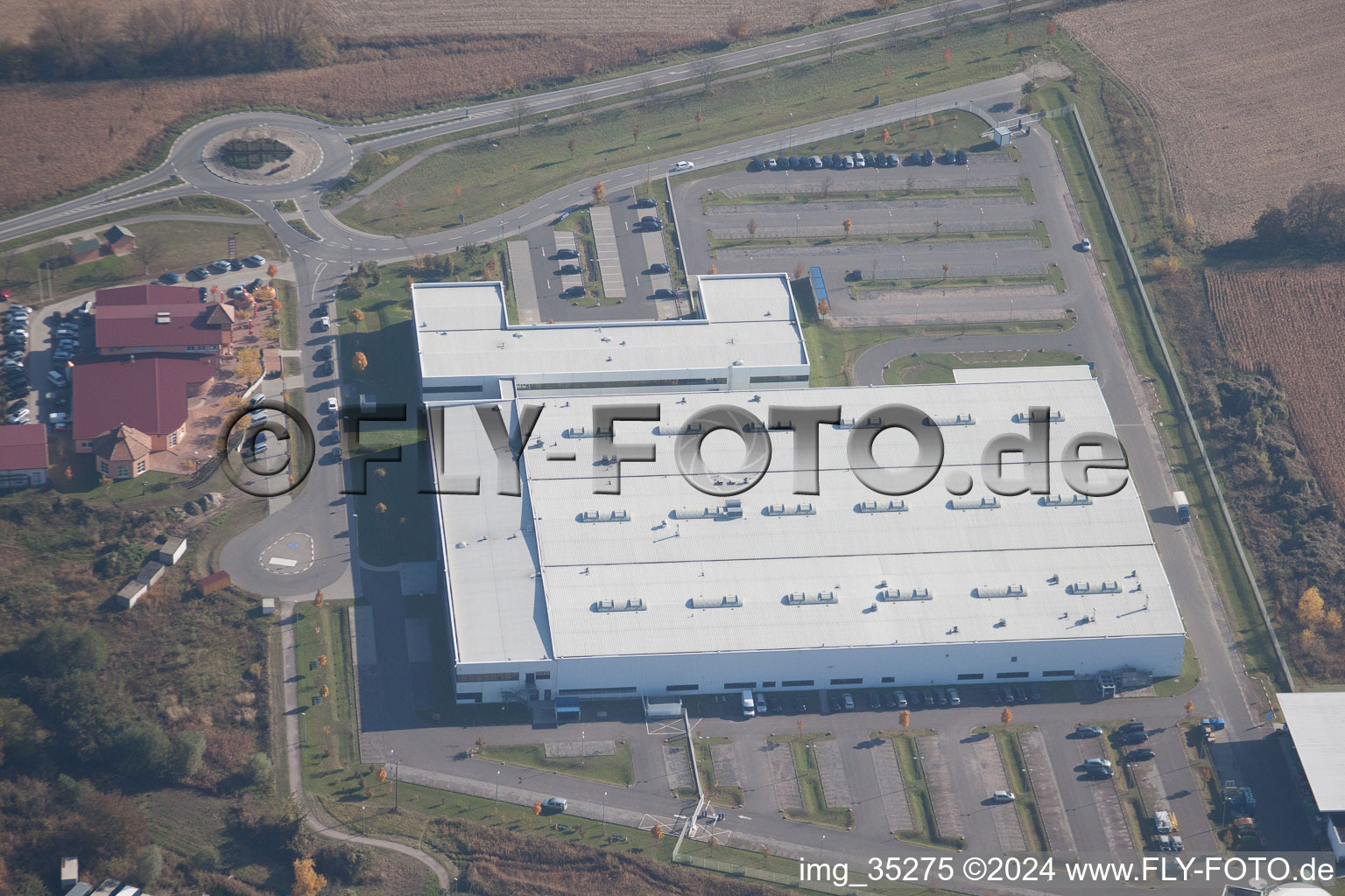 Aerial photograpy of Hagenbach in the state Rhineland-Palatinate, Germany