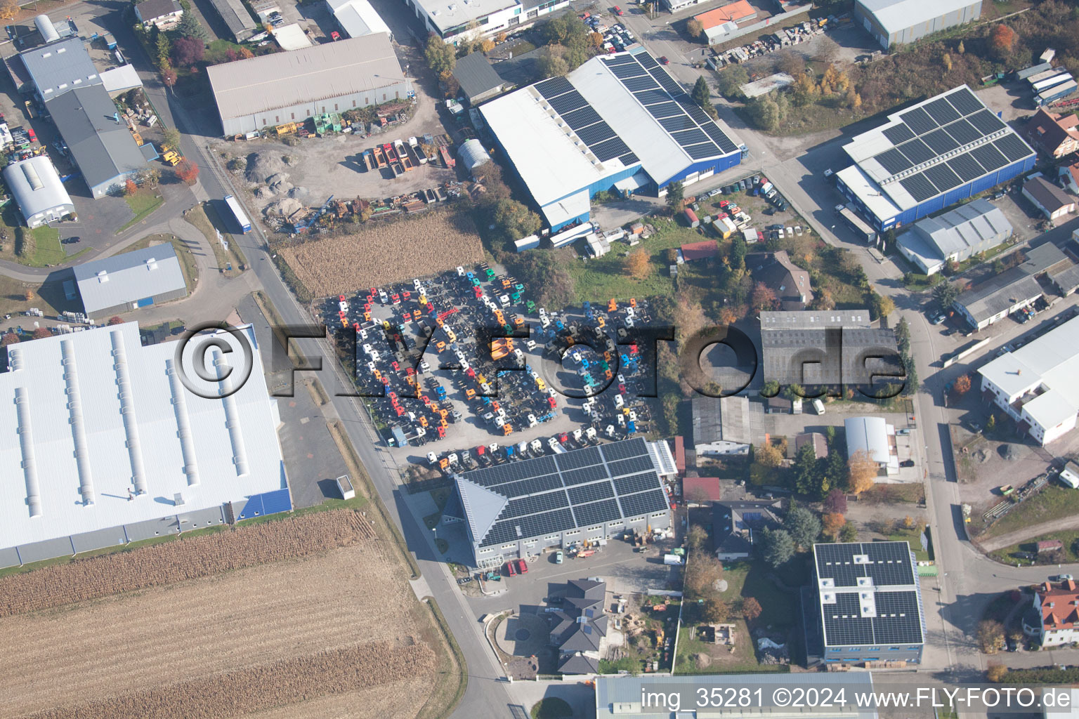 Bird's eye view of Hagenbach in the state Rhineland-Palatinate, Germany