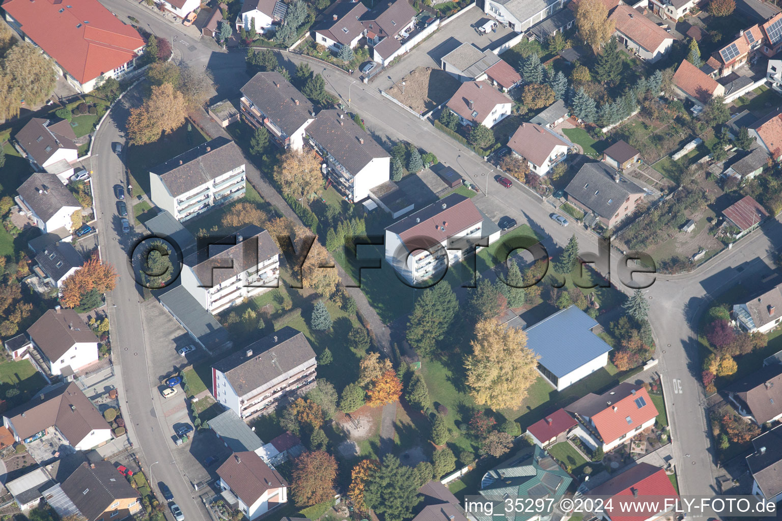 Hagenbach in the state Rhineland-Palatinate, Germany seen from above