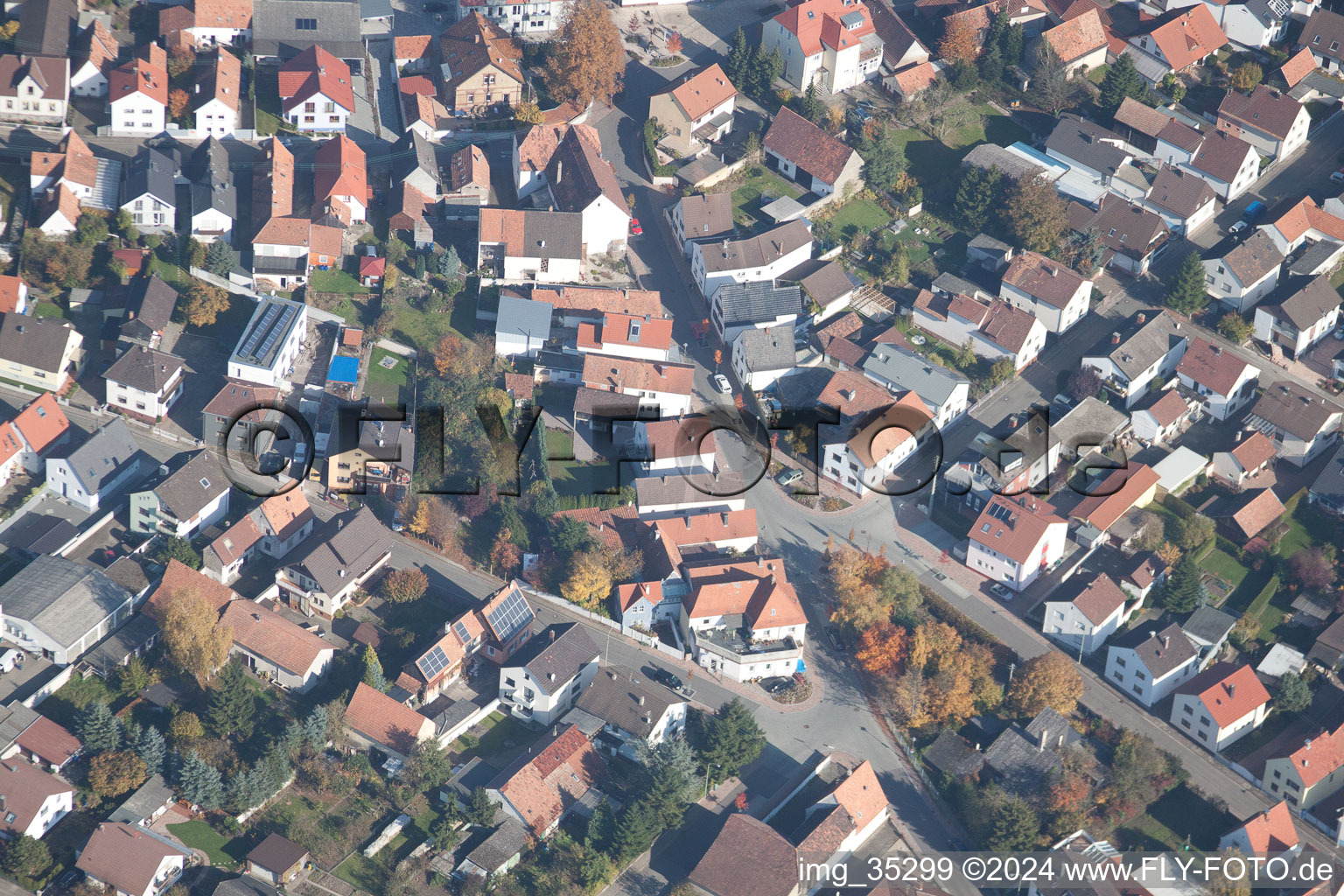 Bird's eye view of Hagenbach in the state Rhineland-Palatinate, Germany