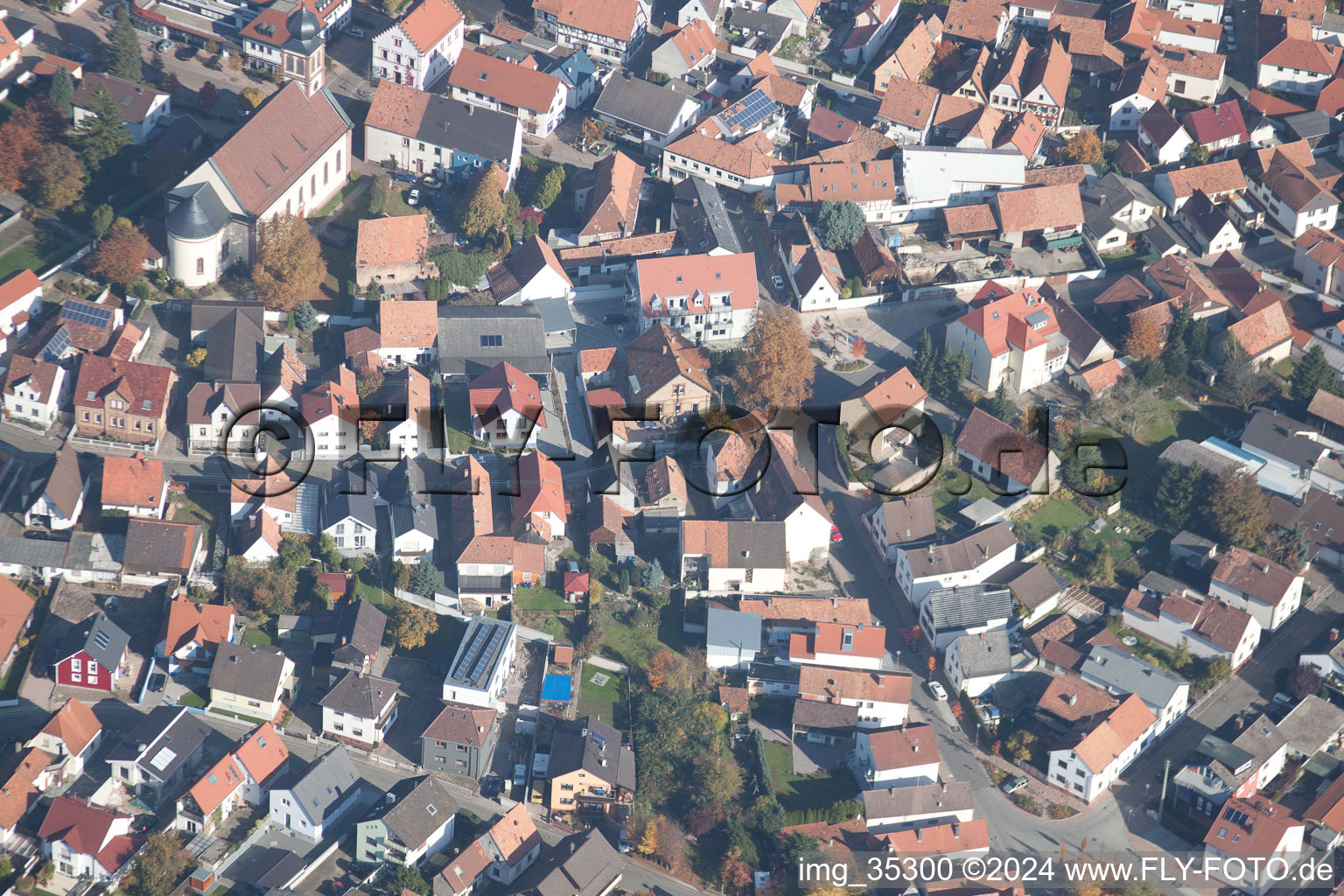 Hagenbach in the state Rhineland-Palatinate, Germany viewn from the air