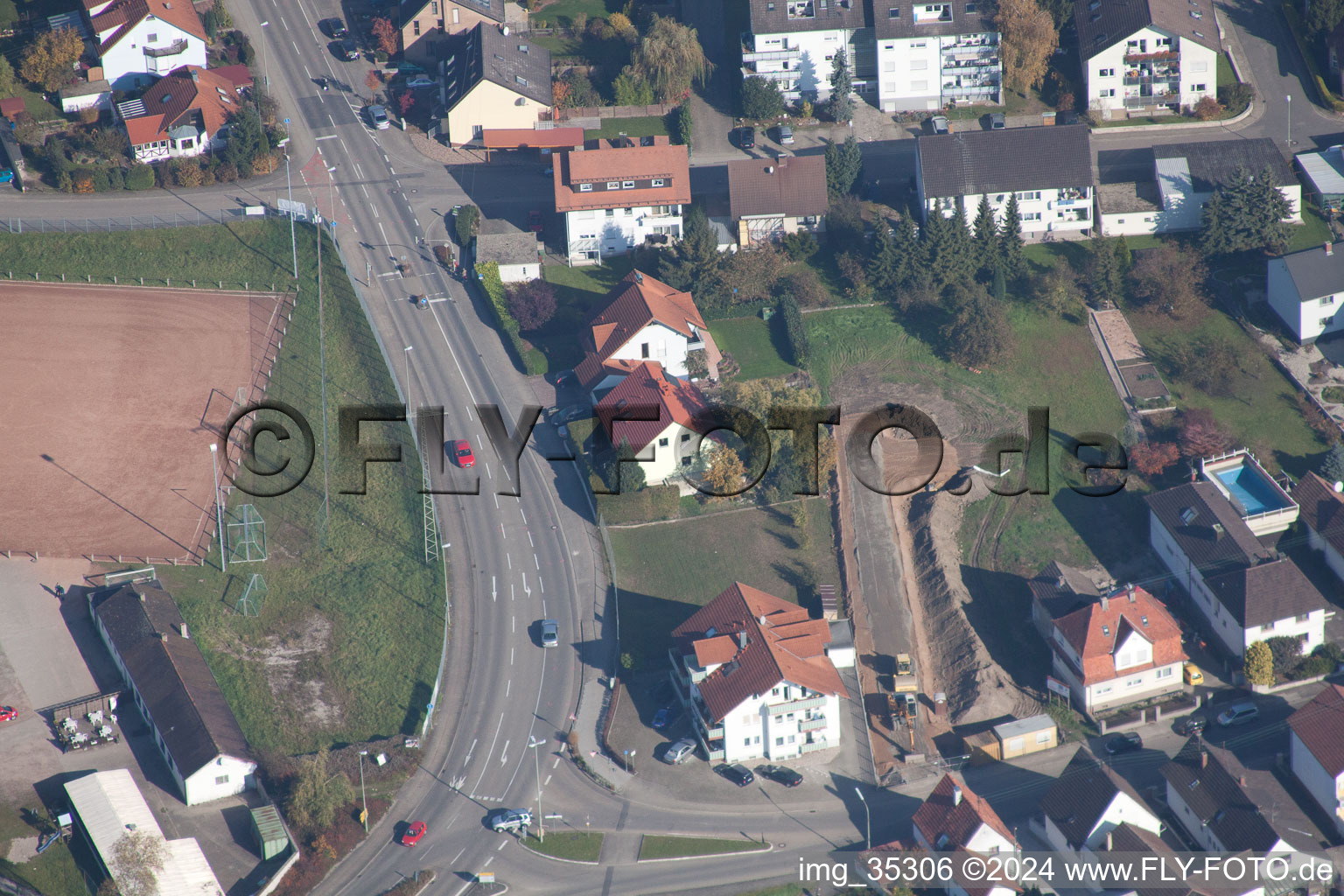 Hagenbach in the state Rhineland-Palatinate, Germany from the drone perspective