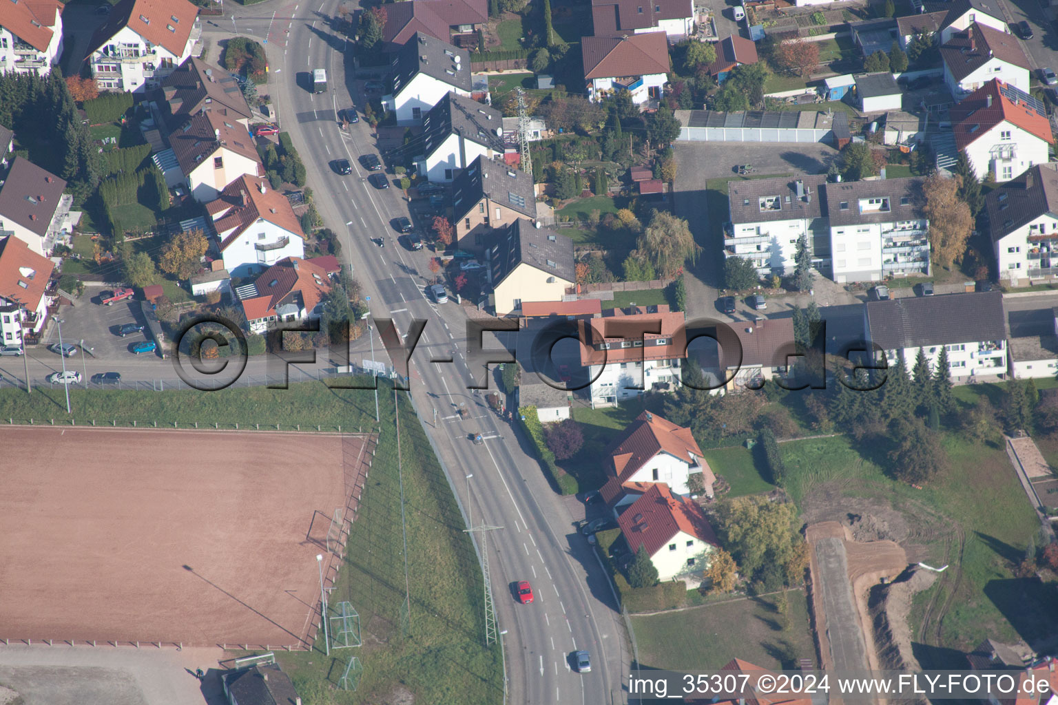 Hagenbach in the state Rhineland-Palatinate, Germany from a drone