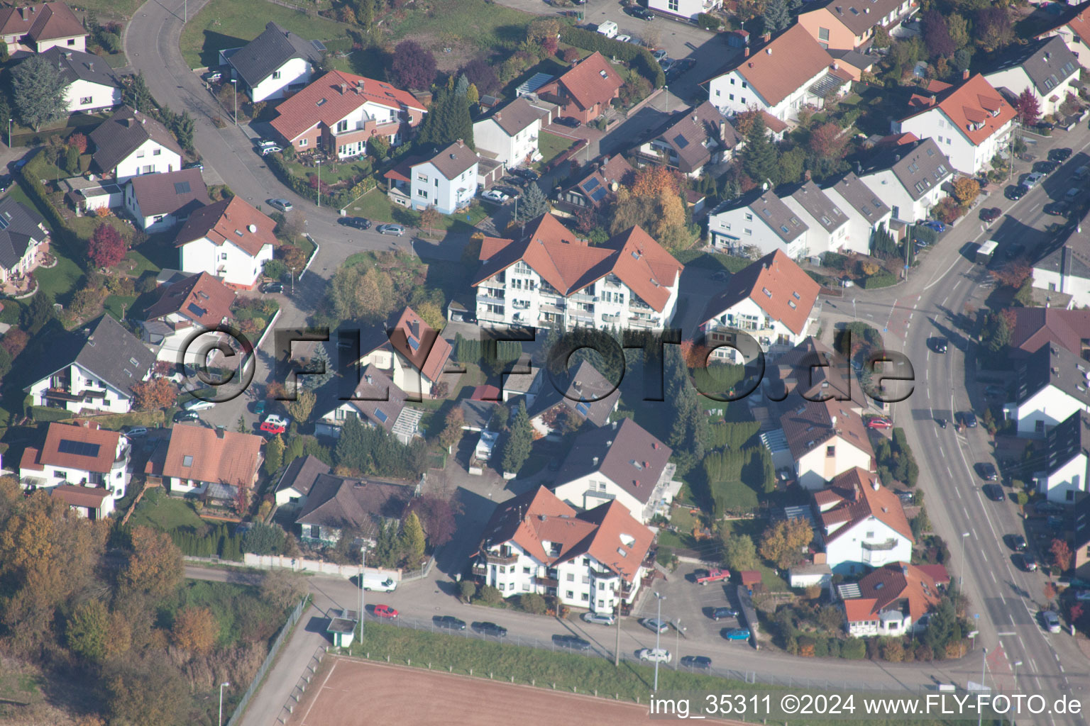 Oblique view of Hagenbach in the state Rhineland-Palatinate, Germany