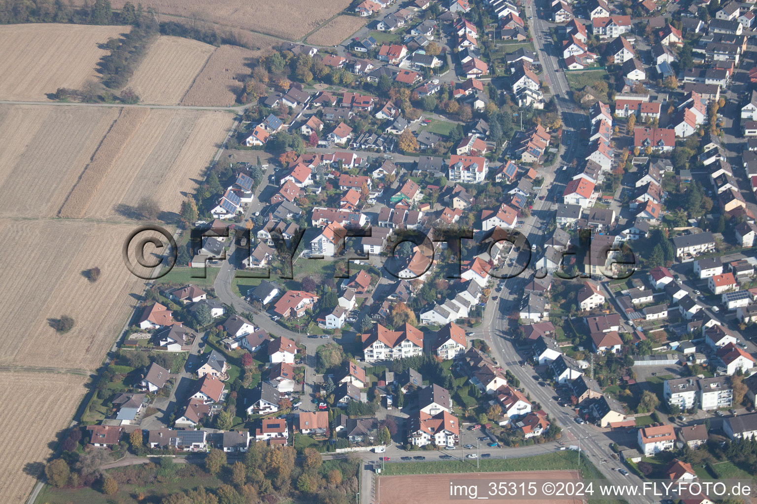 Hagenbach in the state Rhineland-Palatinate, Germany from above