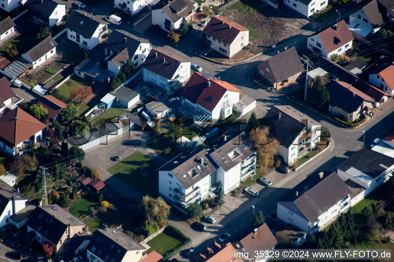 Hagenbach in the state Rhineland-Palatinate, Germany seen from a drone