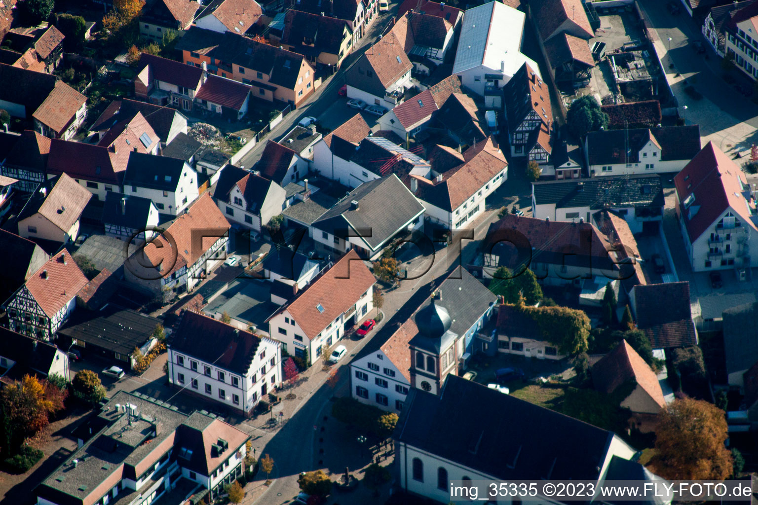 Aerial photograpy of Ludwigstr in Hagenbach in the state Rhineland-Palatinate, Germany