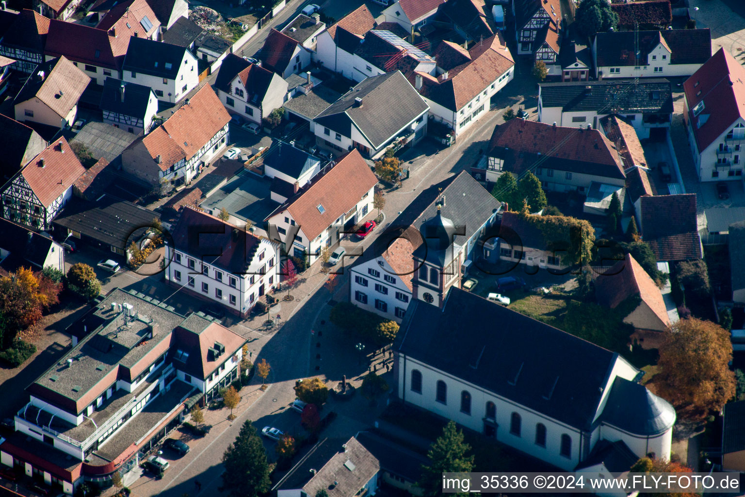 Oblique view of Ludwigstr in Hagenbach in the state Rhineland-Palatinate, Germany