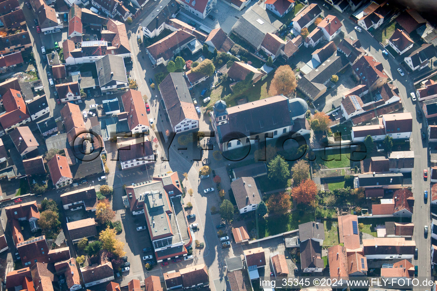 Ludwigstr in Hagenbach in the state Rhineland-Palatinate, Germany from above