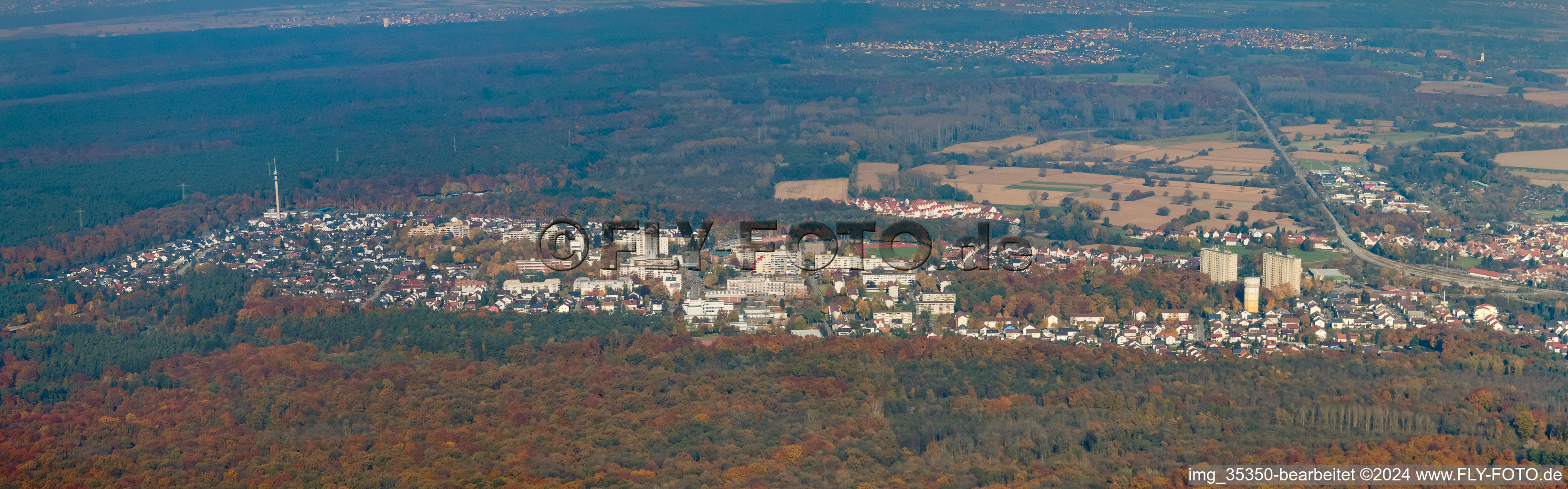 Panorama Dorschberg from the south in Wörth am Rhein in the state Rhineland-Palatinate, Germany