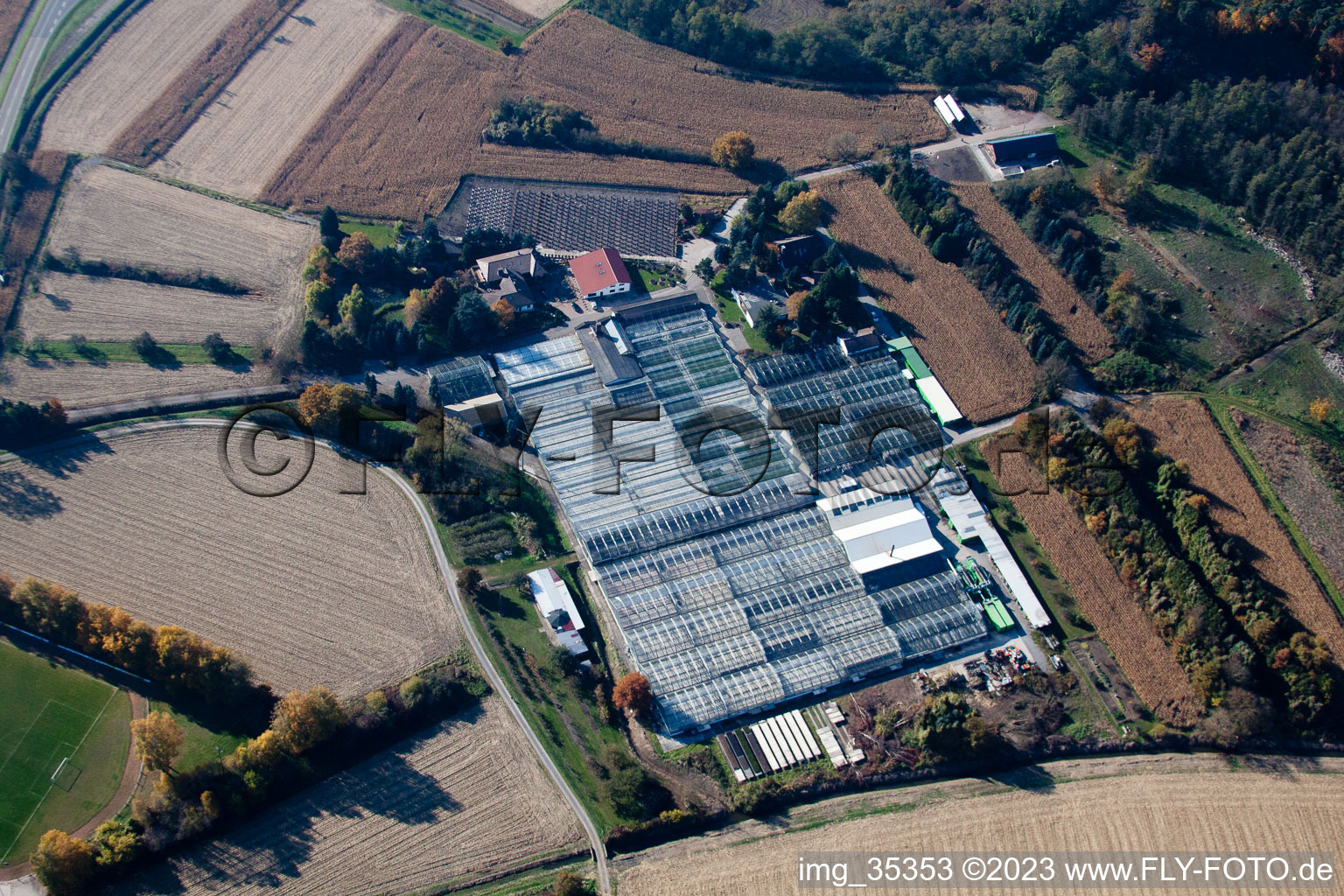 Geranium Endisch GmbH in Hagenbach in the state Rhineland-Palatinate, Germany from the plane