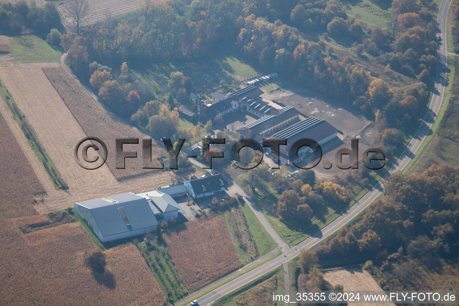 Hagenbach in the state Rhineland-Palatinate, Germany seen from above