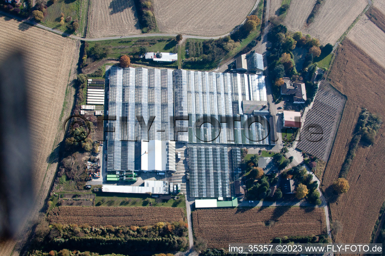 Geranium Endisch GmbH in Hagenbach in the state Rhineland-Palatinate, Germany viewn from the air