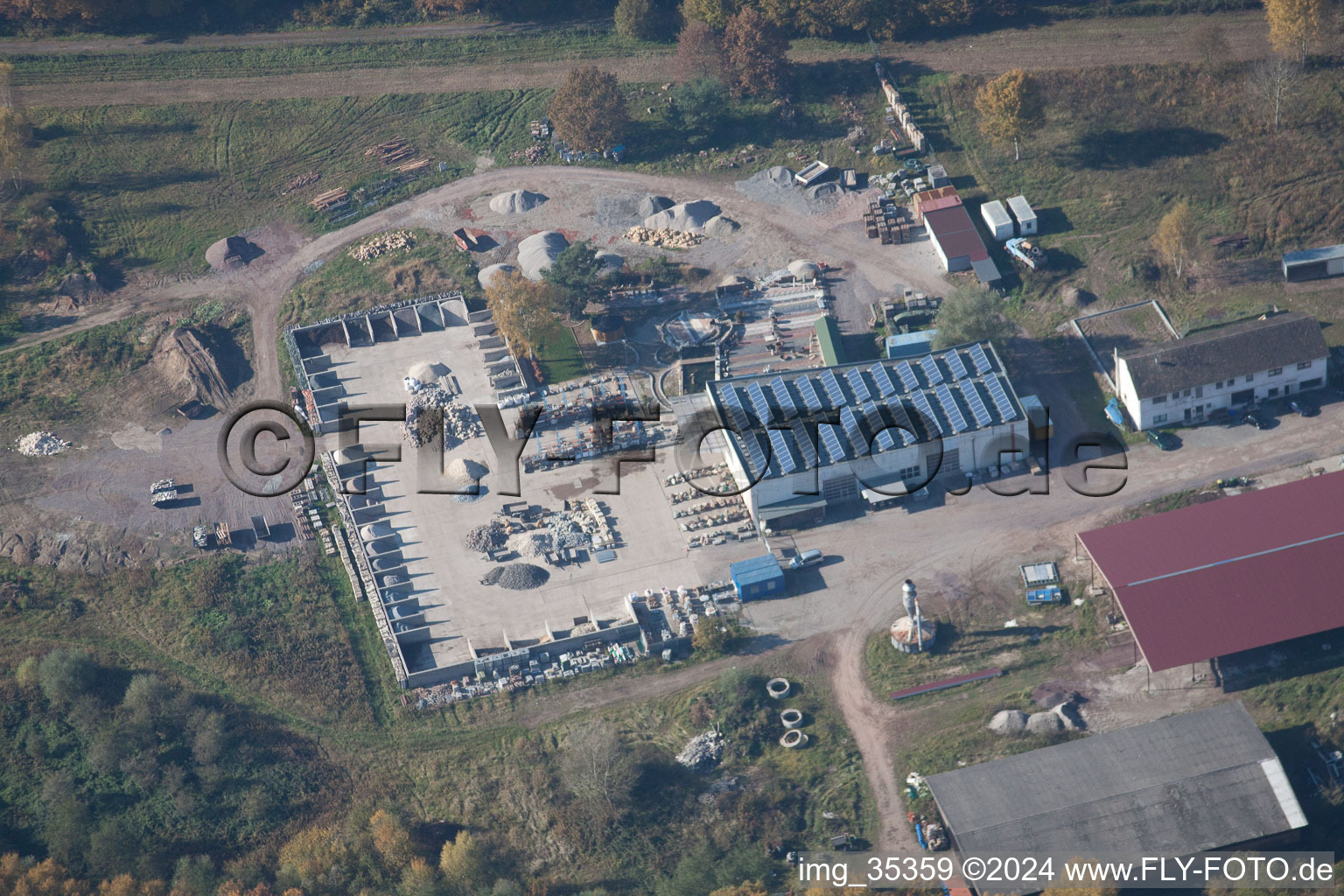 Bird's eye view of Hagenbach in the state Rhineland-Palatinate, Germany