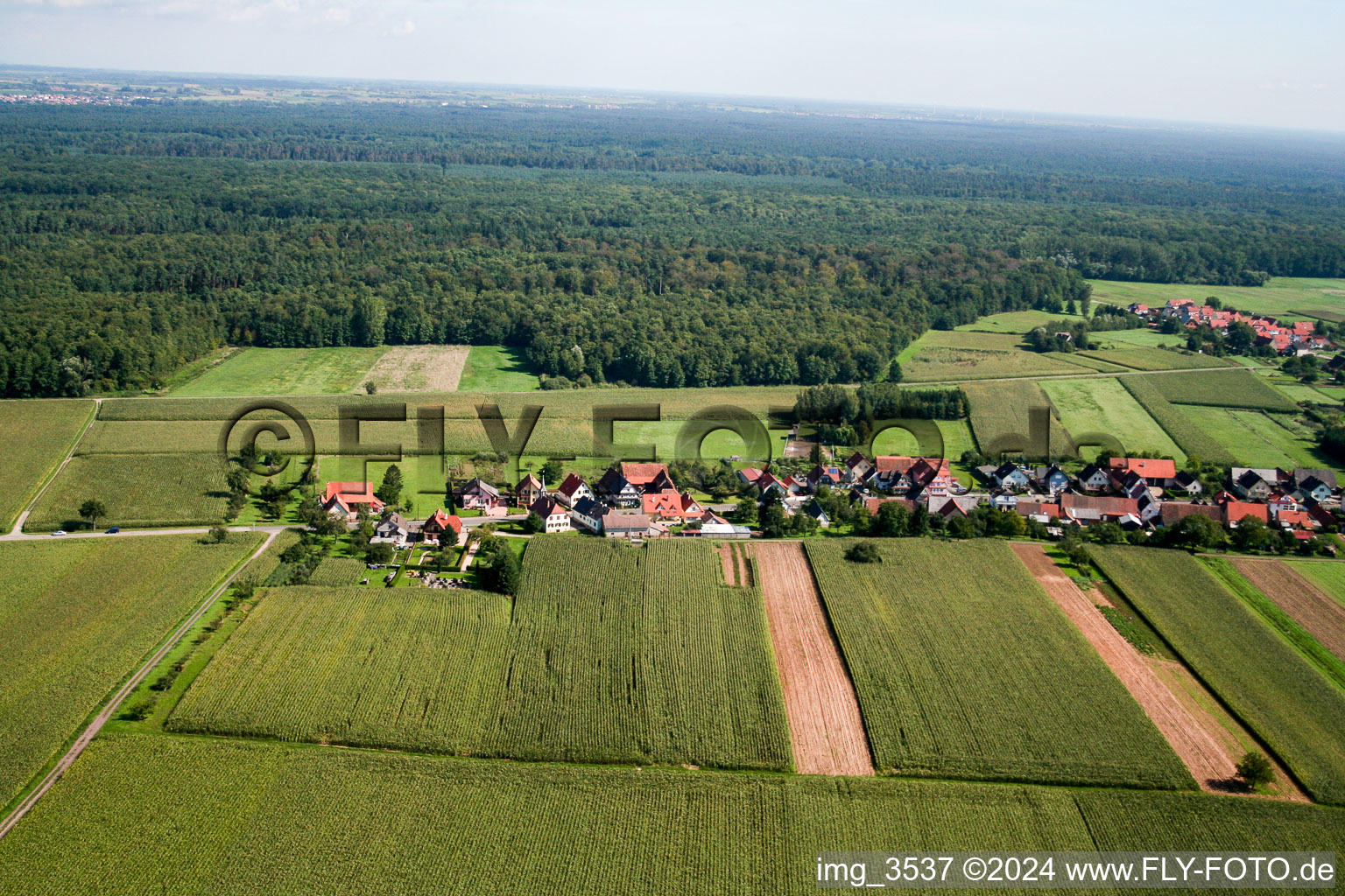 Schleithal in the state Bas-Rhin, France viewn from the air