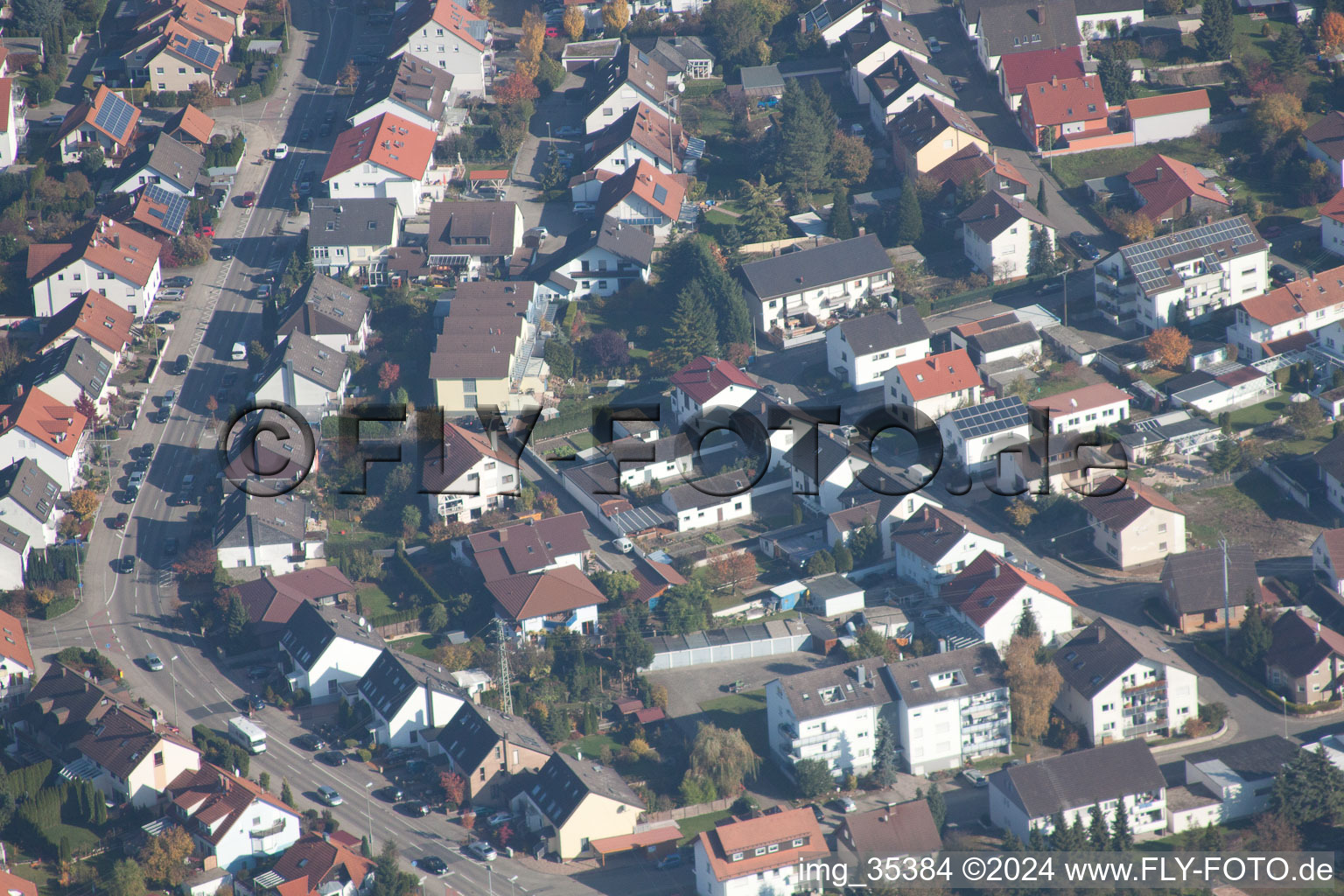 Aerial photograpy of Hagenbach in the state Rhineland-Palatinate, Germany