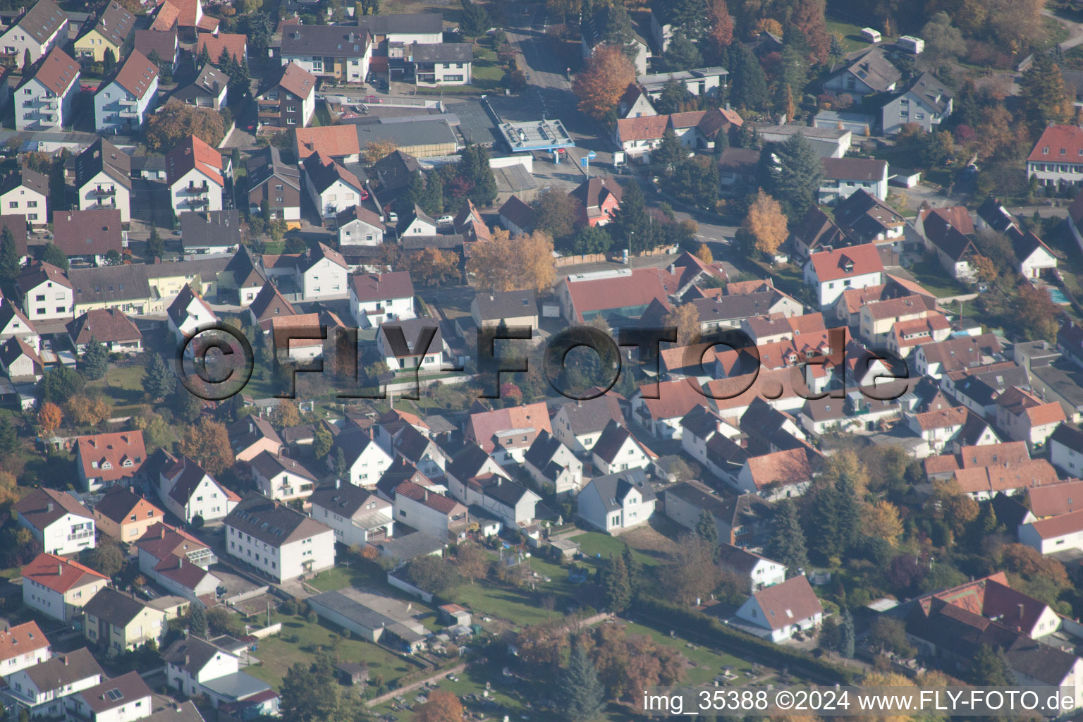 Hagenbach in the state Rhineland-Palatinate, Germany seen from above