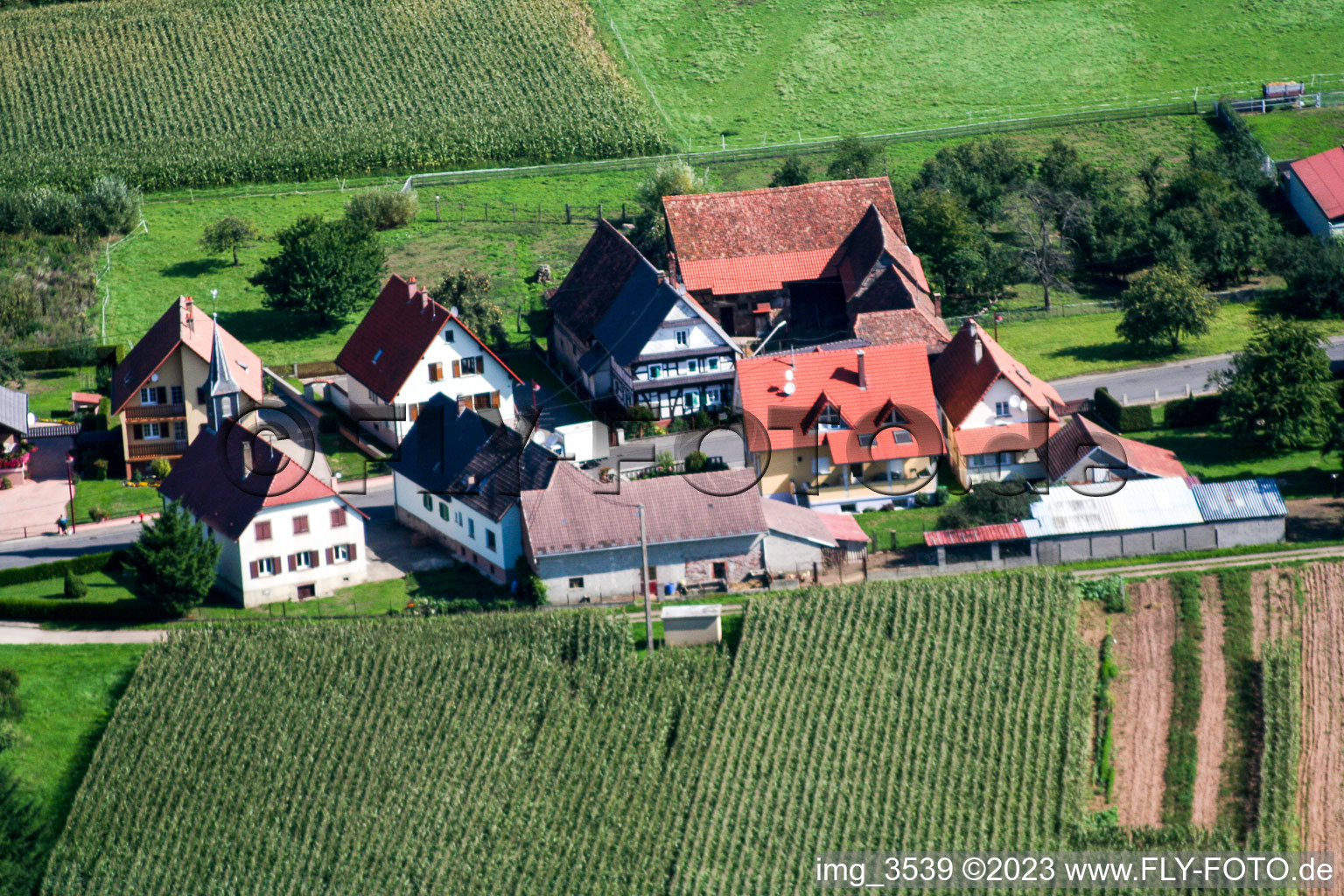 Drone image of Schleithal in the state Bas-Rhin, France