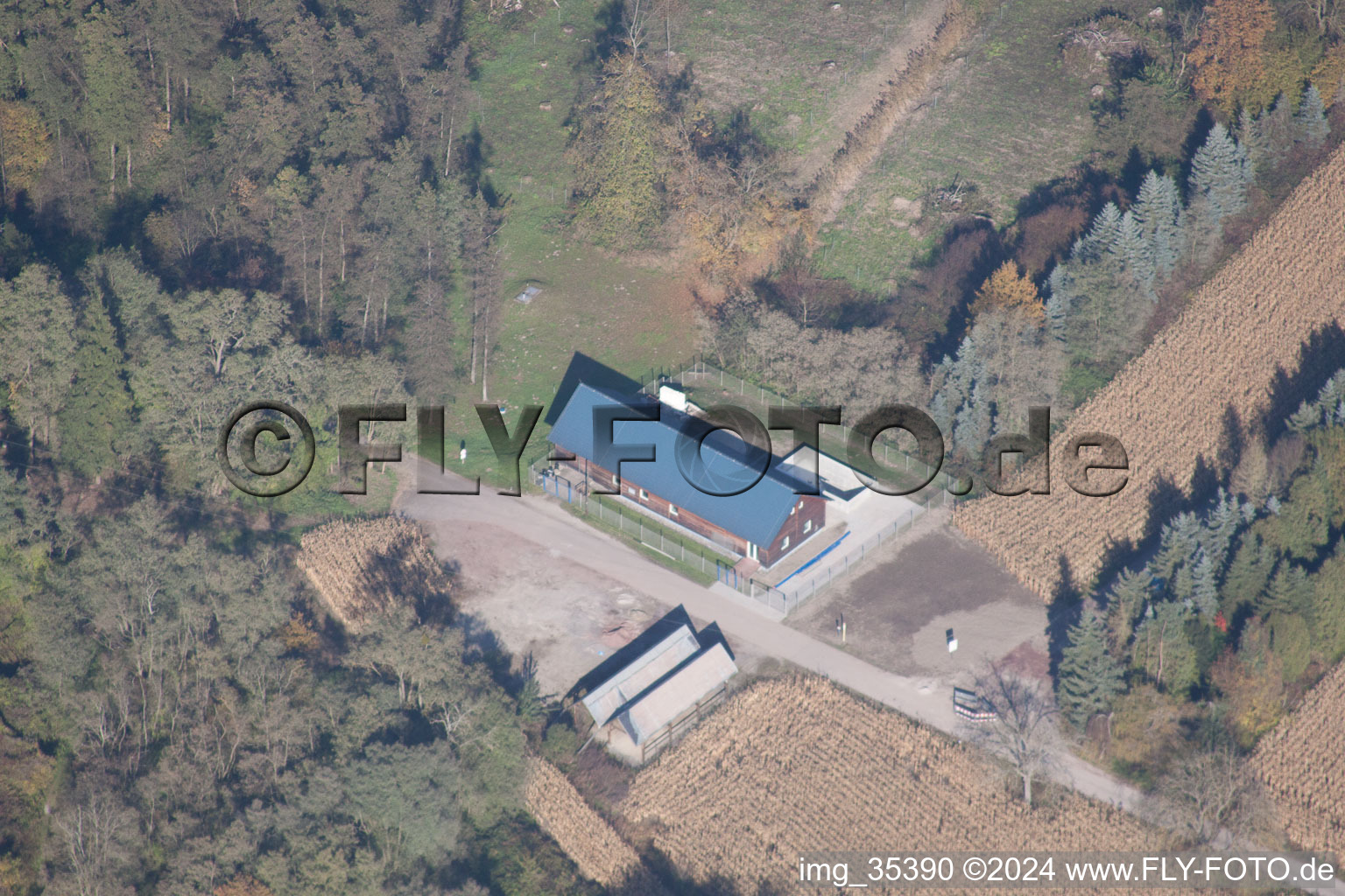 Bird's eye view of Hagenbach in the state Rhineland-Palatinate, Germany