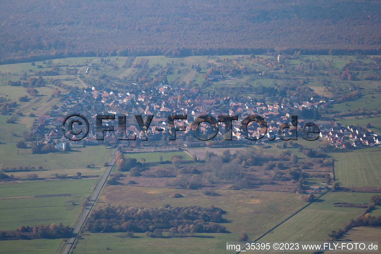 District Büchelberg in Wörth am Rhein in the state Rhineland-Palatinate, Germany from the drone perspective