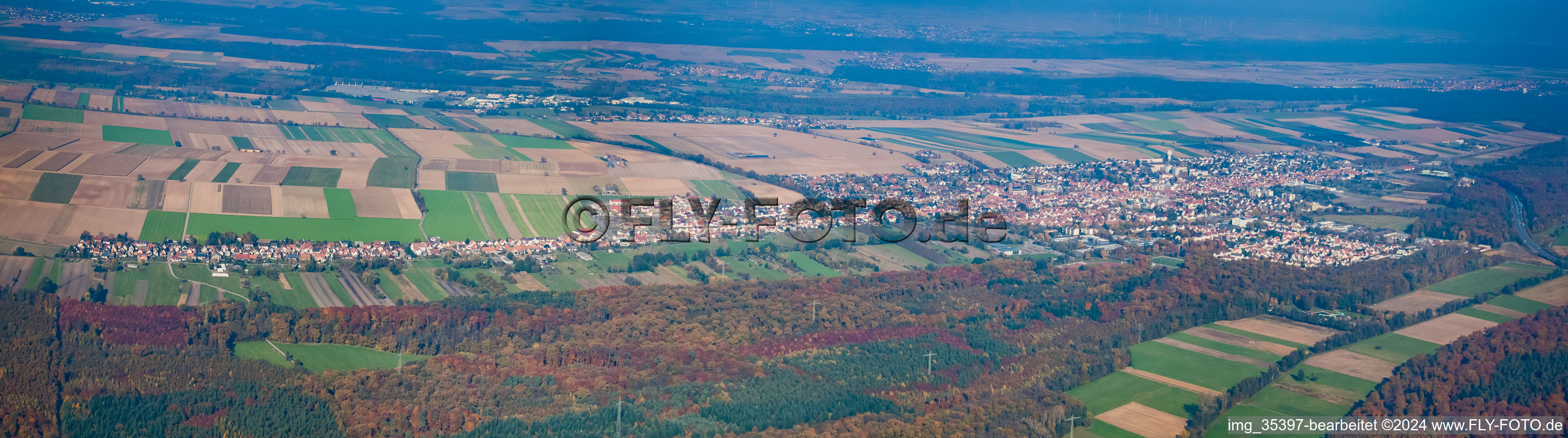 Panorama from the southwest in Kandel in the state Rhineland-Palatinate, Germany