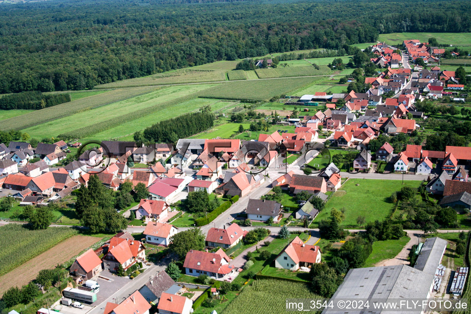 Schleithal in the state Bas-Rhin, France seen from a drone