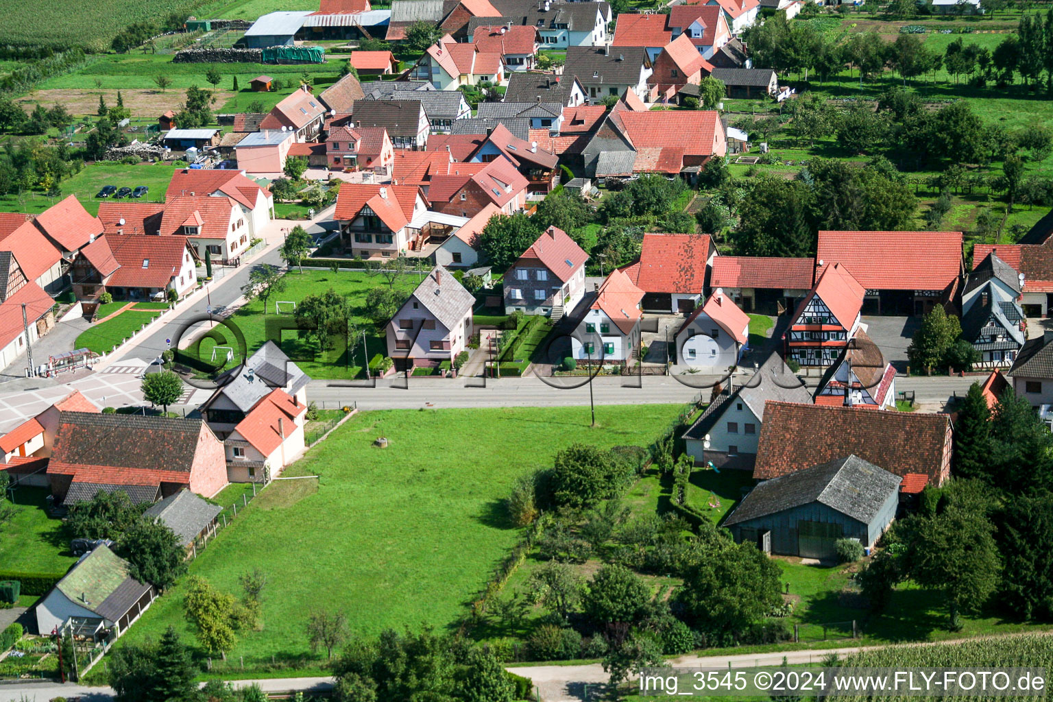 Aerial view of Schleithal in the state Bas-Rhin, France