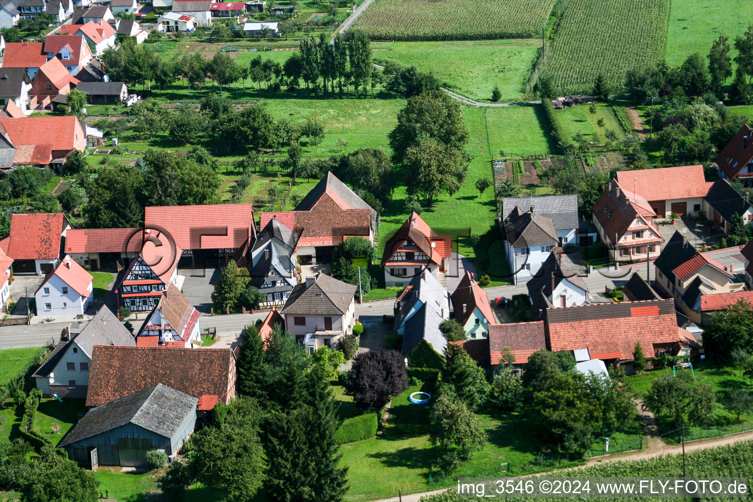 Aerial photograpy of Schleithal in the state Bas-Rhin, France