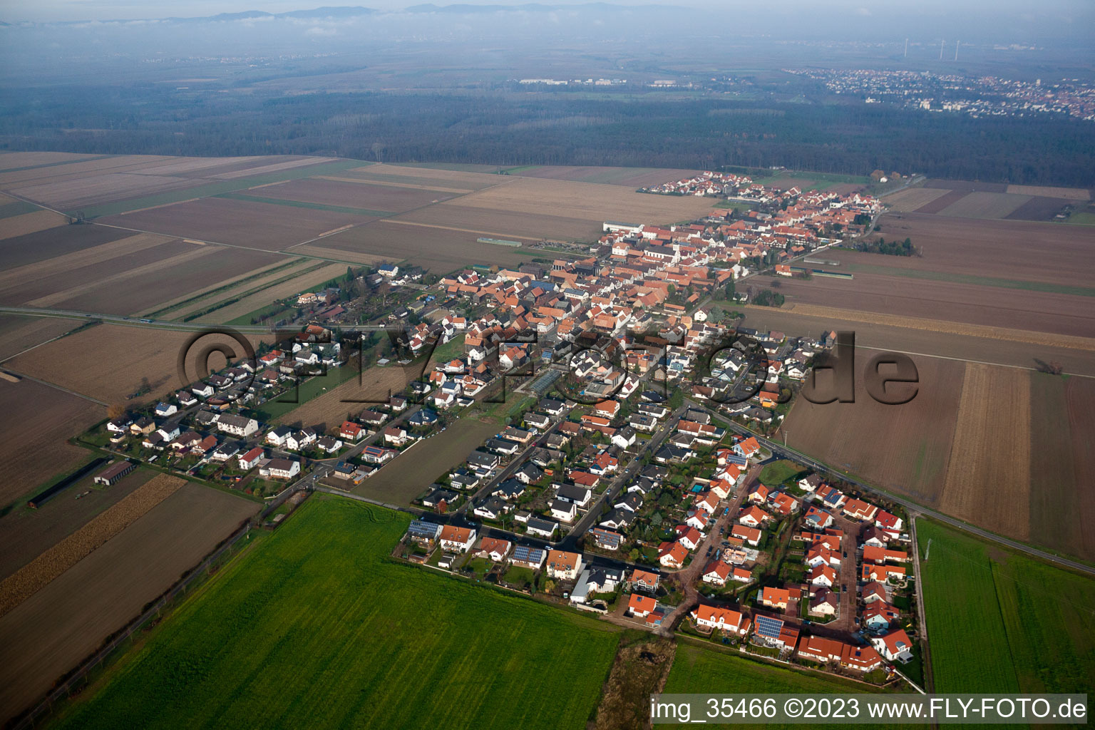 Oblique view of District Hayna in Herxheim bei Landau/Pfalz in the state Rhineland-Palatinate, Germany