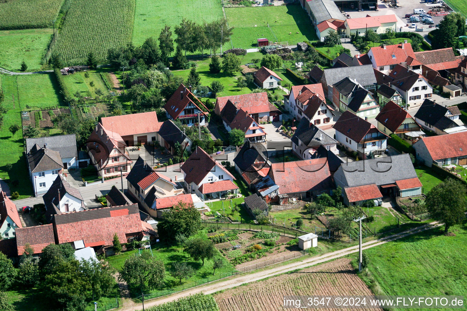 Oblique view of Schleithal in the state Bas-Rhin, France