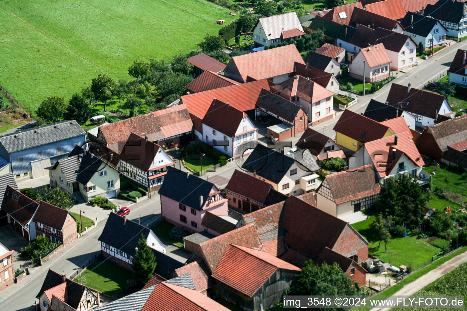 Schleithal in the state Bas-Rhin, France from above