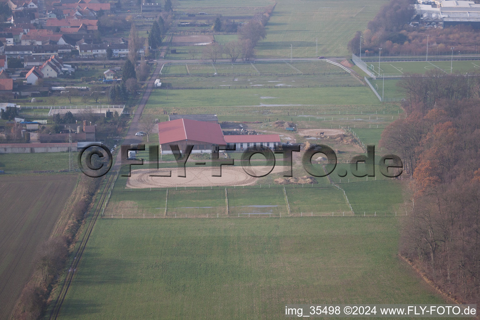 District Minderslachen in Kandel in the state Rhineland-Palatinate, Germany from a drone