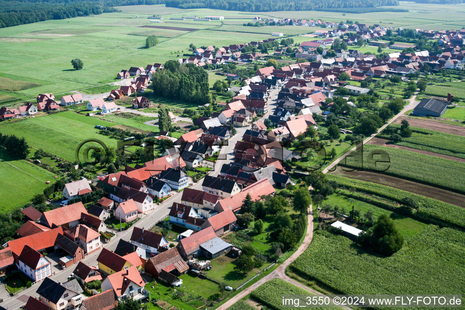 Schleithal in the state Bas-Rhin, France seen from above