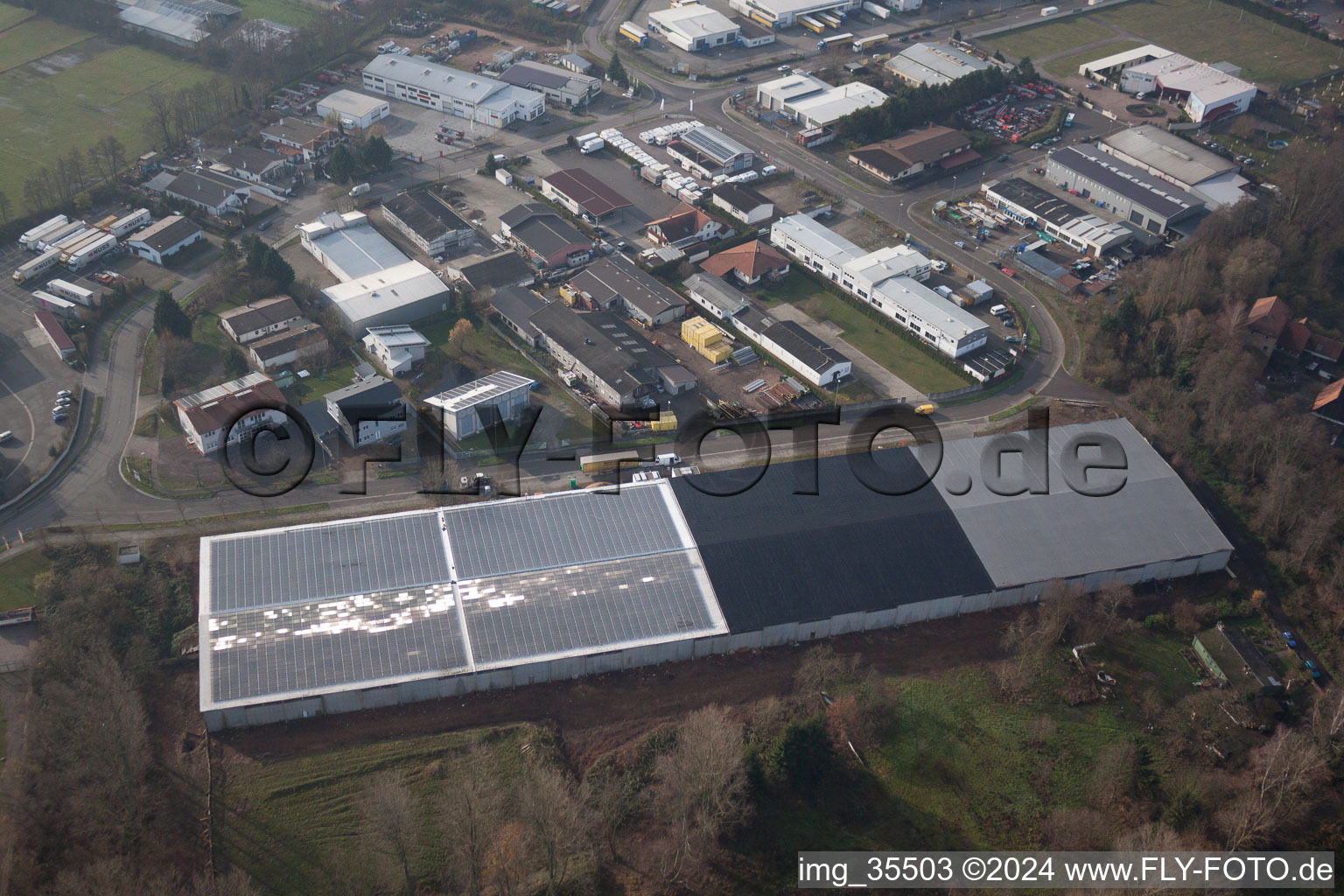 Horst industrial area in the district Minderslachen in Kandel in the state Rhineland-Palatinate, Germany out of the air