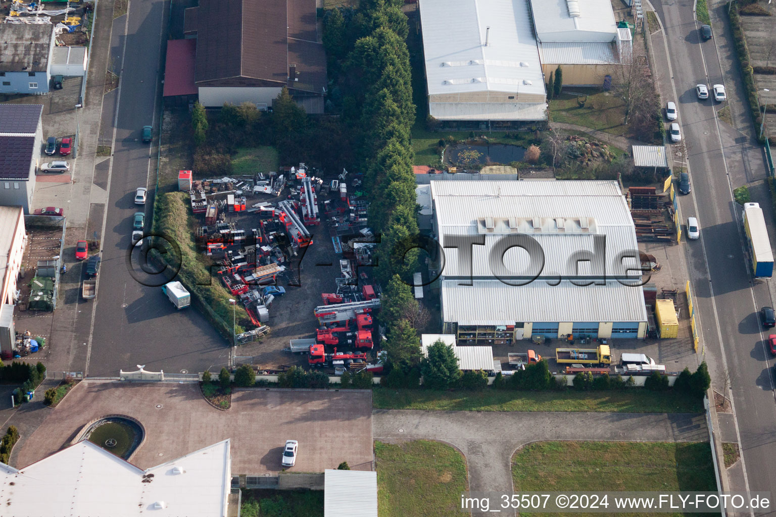 Horst Industrial Estate in the district Minderslachen in Kandel in the state Rhineland-Palatinate, Germany seen from above