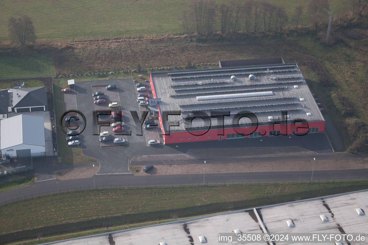 Horst Industrial Estate in the district Minderslachen in Kandel in the state Rhineland-Palatinate, Germany from the plane