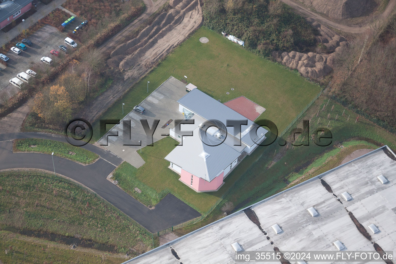 Bird's eye view of Horst industrial area in the district Minderslachen in Kandel in the state Rhineland-Palatinate, Germany