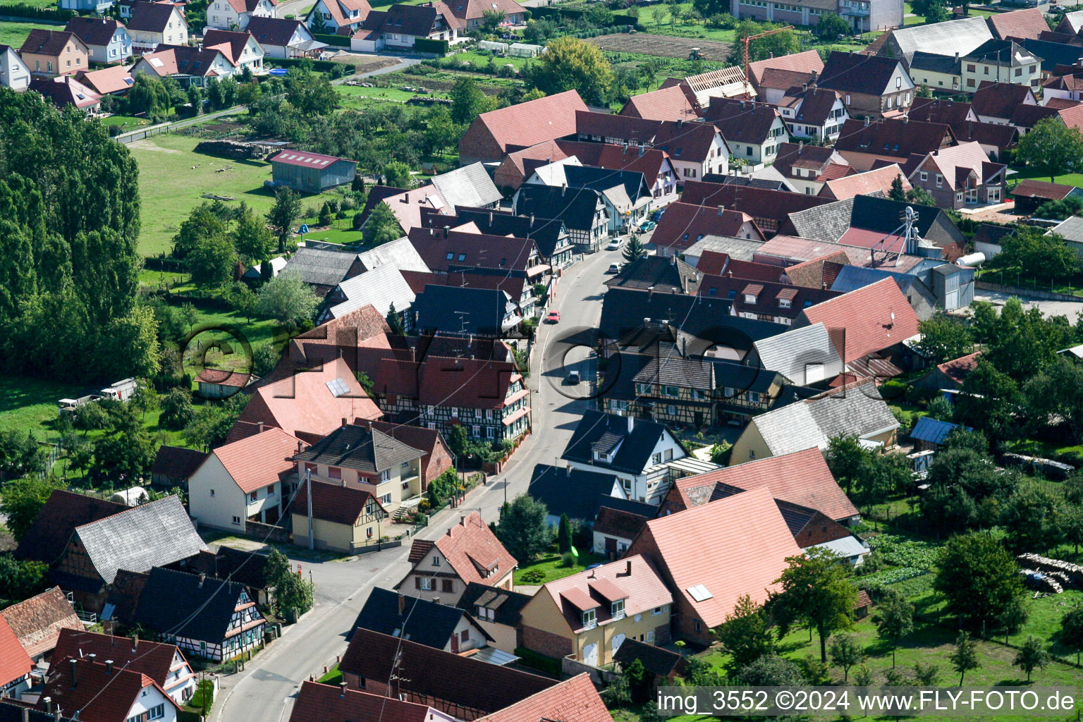 Bird's eye view of Schleithal in the state Bas-Rhin, France