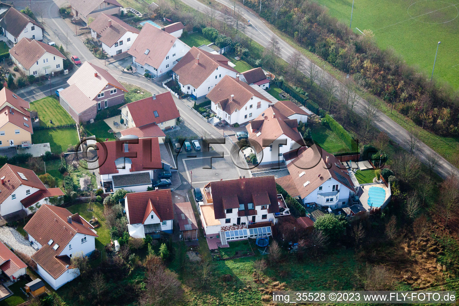 Aerial photograpy of New development area in Winden in the state Rhineland-Palatinate, Germany