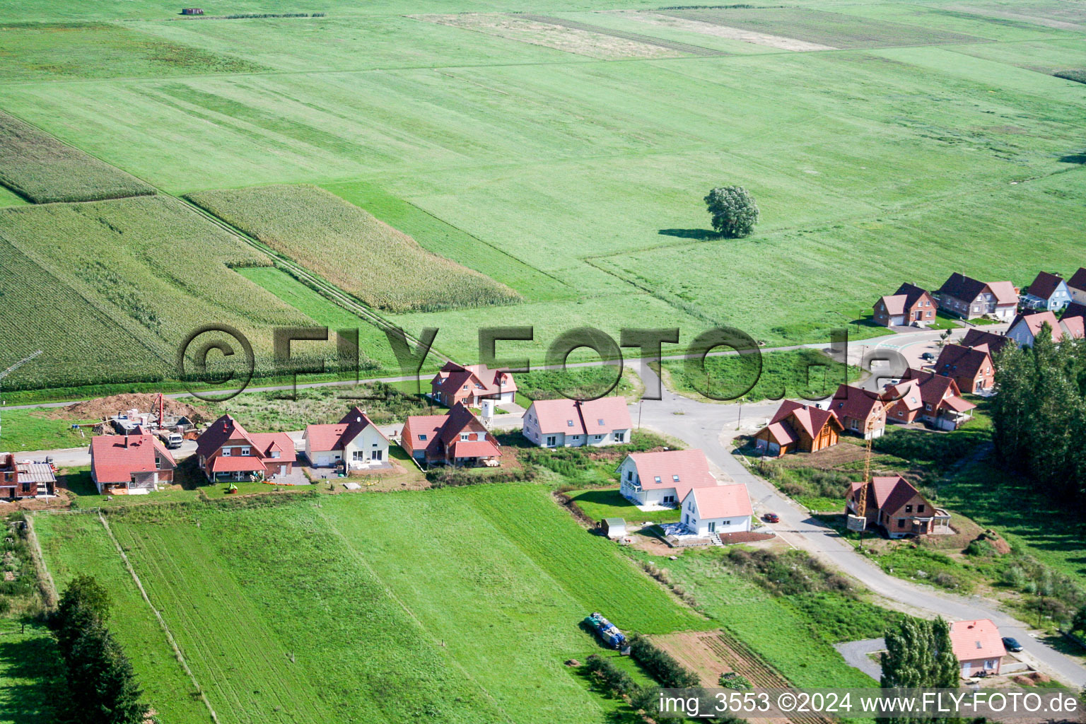 Schleithal in the state Bas-Rhin, France viewn from the air