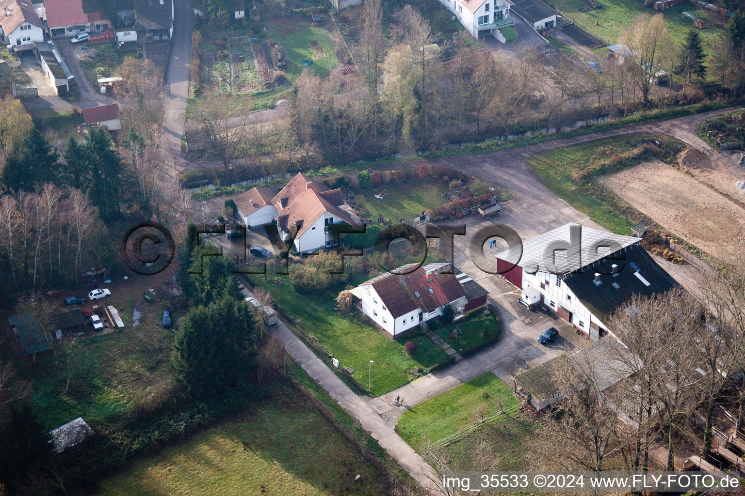 Washing mill in Winden in the state Rhineland-Palatinate, Germany seen from above