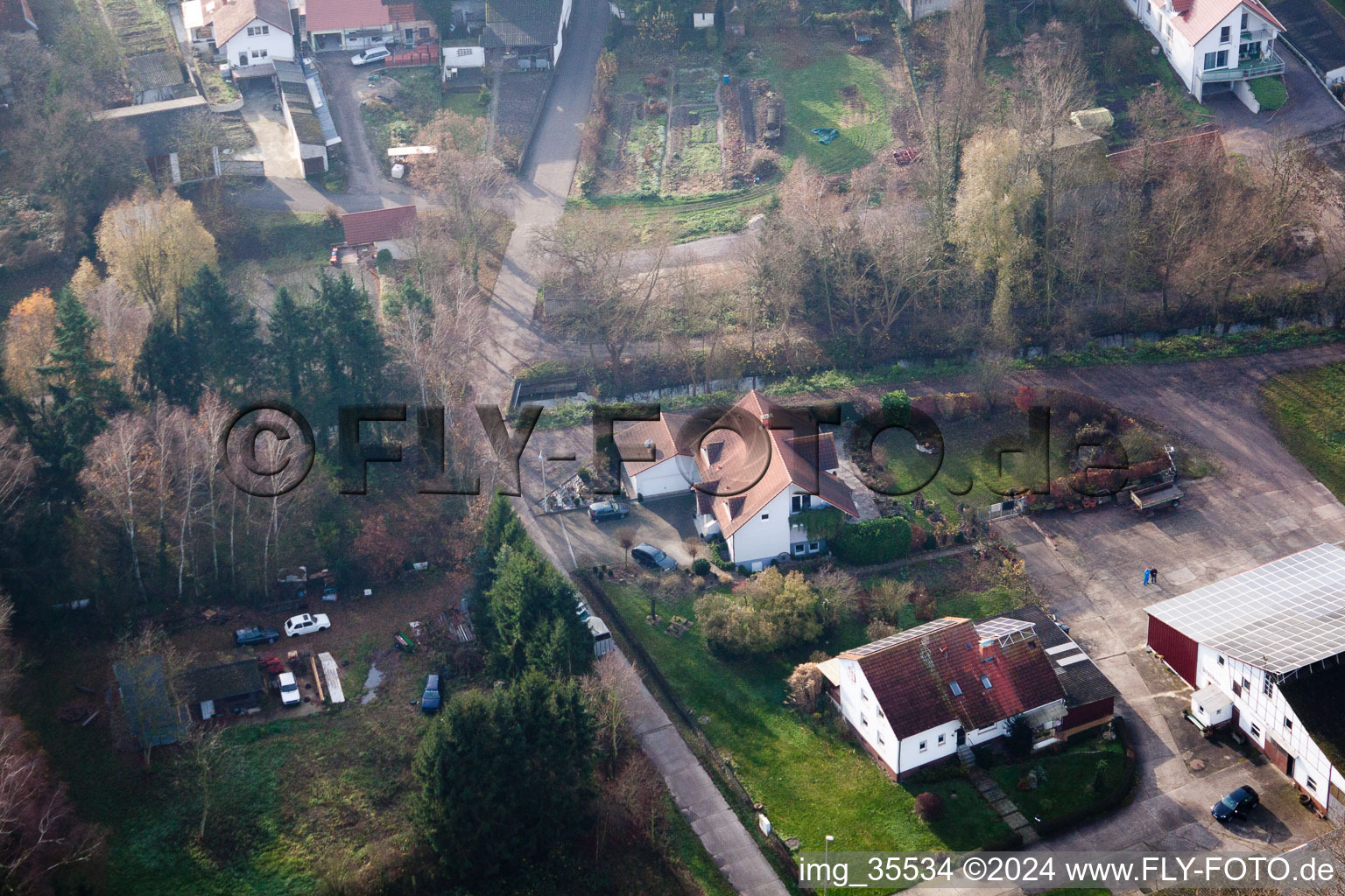 Washing mill in Winden in the state Rhineland-Palatinate, Germany from the plane