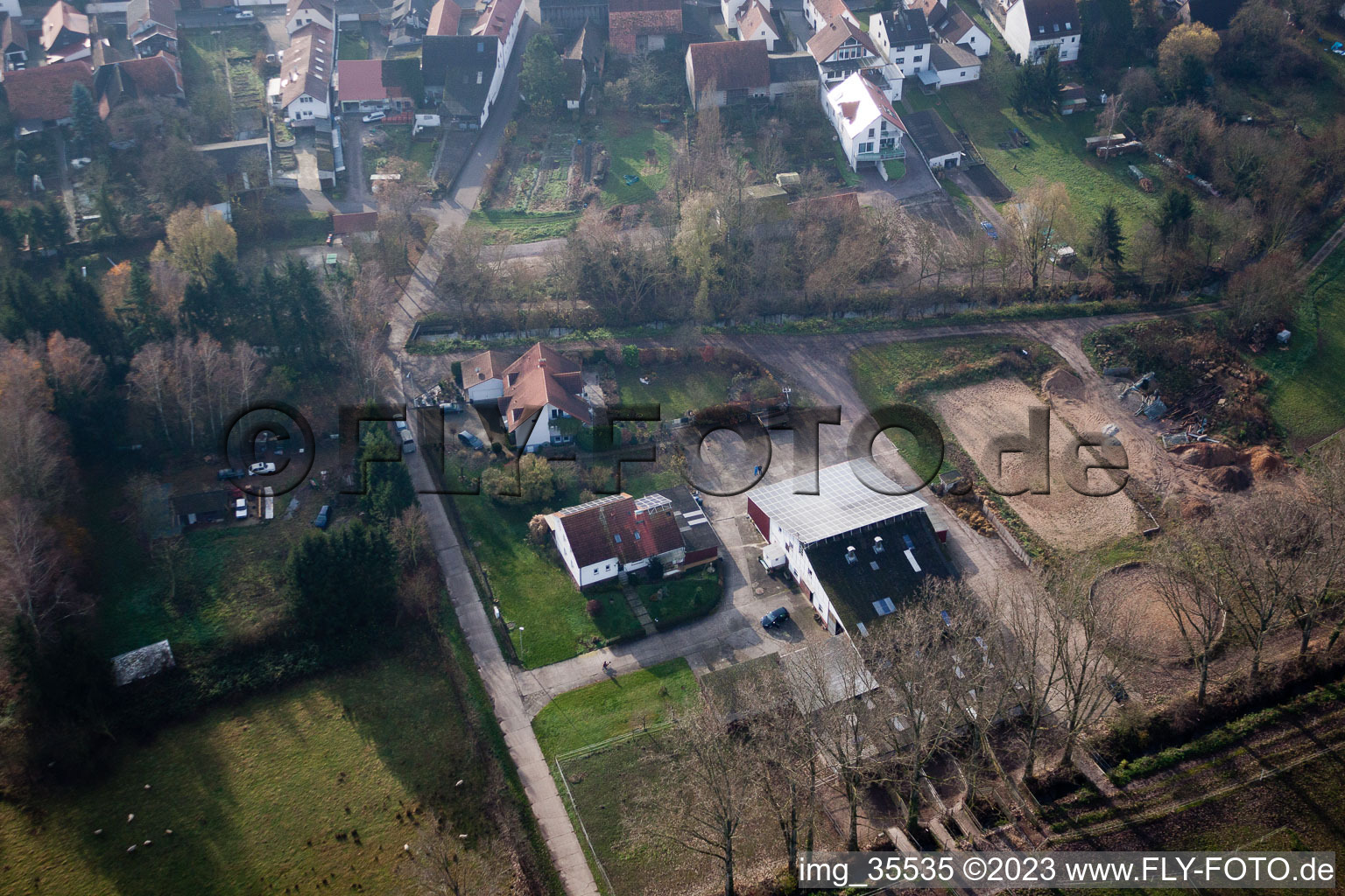 Bird's eye view of Washing mill in Winden in the state Rhineland-Palatinate, Germany
