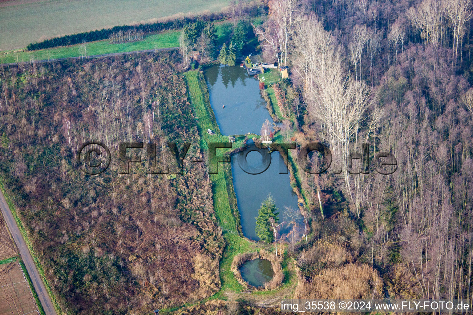 Fish ponds towards Barbelroth in Hergersweiler in the state Rhineland-Palatinate, Germany