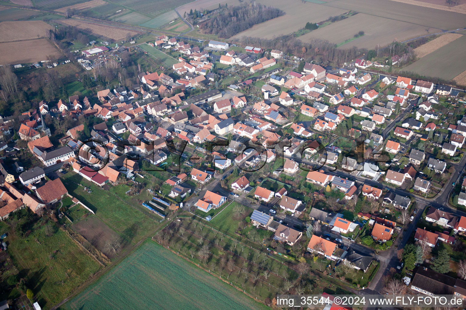 Aerial view of Barbelroth in the state Rhineland-Palatinate, Germany